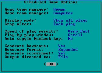Game Option Window
